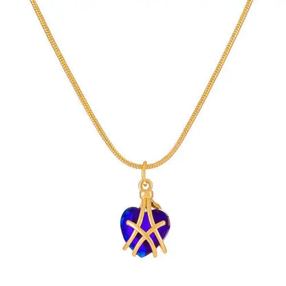 Diamond Castle Heart Necklace LIN47 - Sapphire Blue