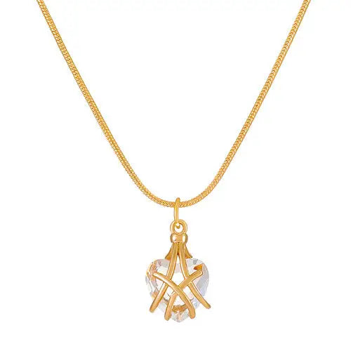 Diamond Castle Heart Necklace LIN47 - White
