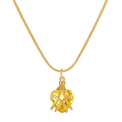 Diamond Castle Heart Necklace LIN47 - Yellow