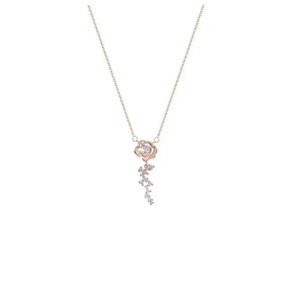 Diamond Rose Necklace W371 - necklace