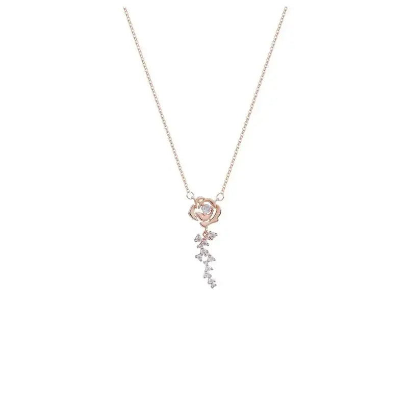 Diamond Rose Necklace W371 - necklace