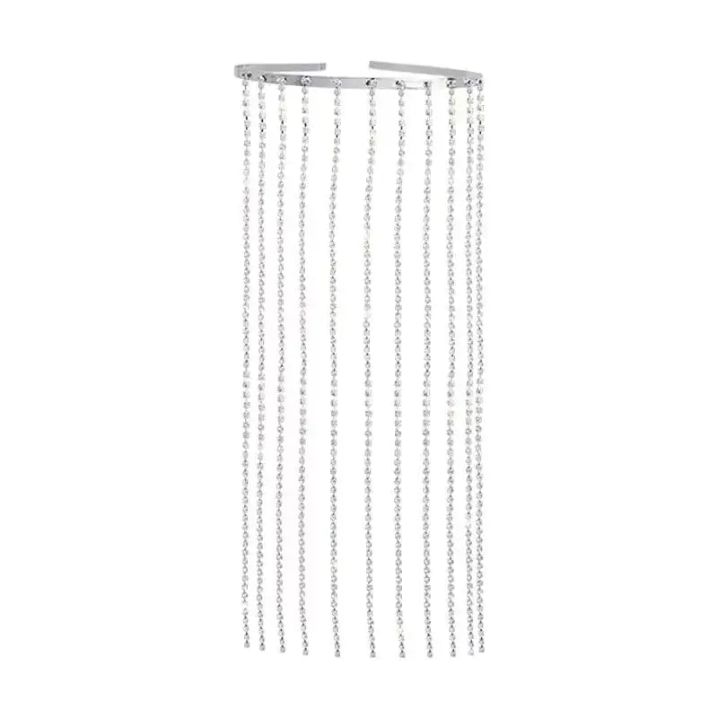 Diamond Tassel Headband Hairband - Silver - HAIR ACCESSORIES