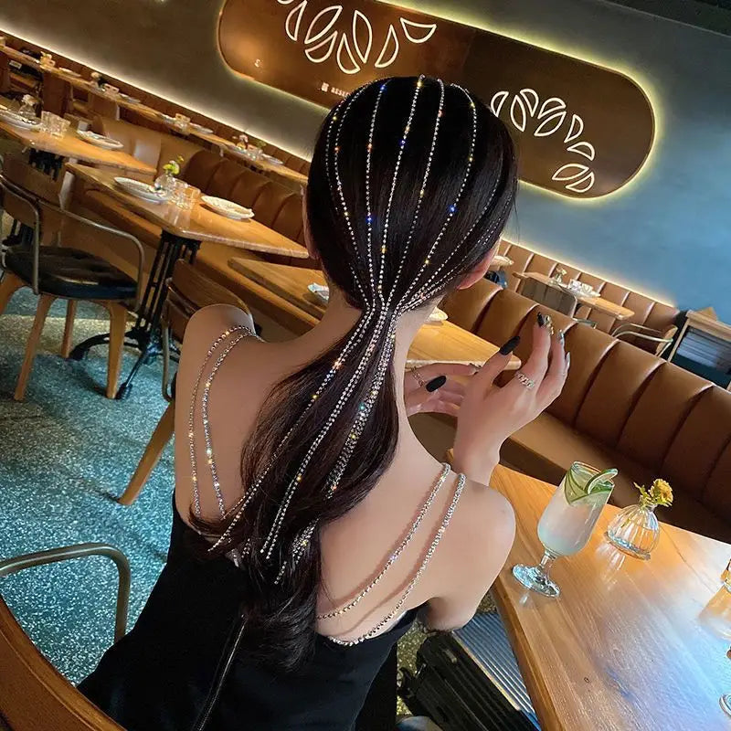 Diamond Tassel Headband Hairband - Silver - HAIR ACCESSORIES