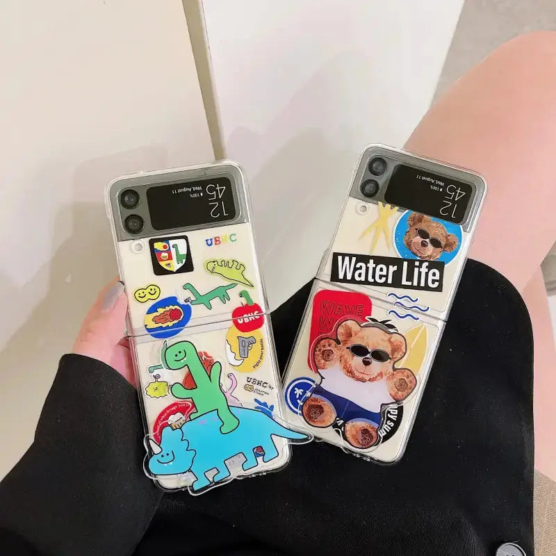 Dinosaur Stickers Phone Case For Samsung Z Flip3 BC057 - 