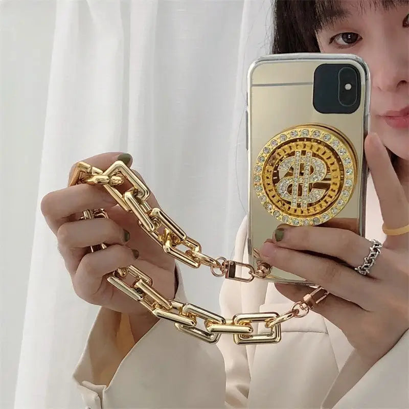 Dollar Sign Crossbody Chain Phone Case - iPhone 13 Pro Max / 13 Pro / 13 / 13 mini / 12 Pro Max / 12 Pro / 12 / 12 mini / 11 Pro Max / 11 Pro / 11 / SE / XS Max / XS / XR / X / SE 2 / 8 / 8 Plus / 7 / 7 Plus / 6 / 6 Plus-6