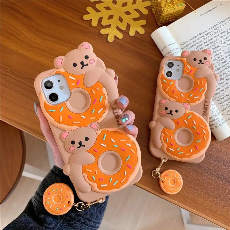 Donut Bear With Bear Pendant iPhone Case BP217 - iphone case