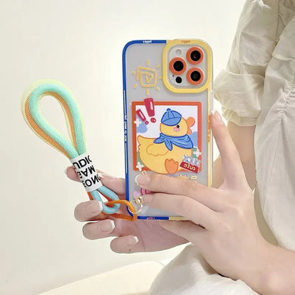 Duck Transparent Hand Strap Phone Case - iPhone 13 Pro Max / 13 Pro / 13 / 13 mini / 12 Pro Max / 12 Pro / 12 / 12 mini / 11 Pro Max / 11 Pro / 11 / SE / XS Max / XS / XR / X / SE 2 / 8 / 8 Plus / 7 / 7 Plus-10