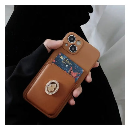 Embellished Card Holder Phone Case - iPhone 13 Pro Max / 13 Pro / 13 / 13 mini / 12 Pro Max / 12 Pro / 12 / 12 mini / 11 Pro Max / 11 Pro / 11 / SE / XS Max / XS / XR / X / SE 2 / 8 / 8 Plus / 7 / 7 Plus / 6 / 6 Plus-10
