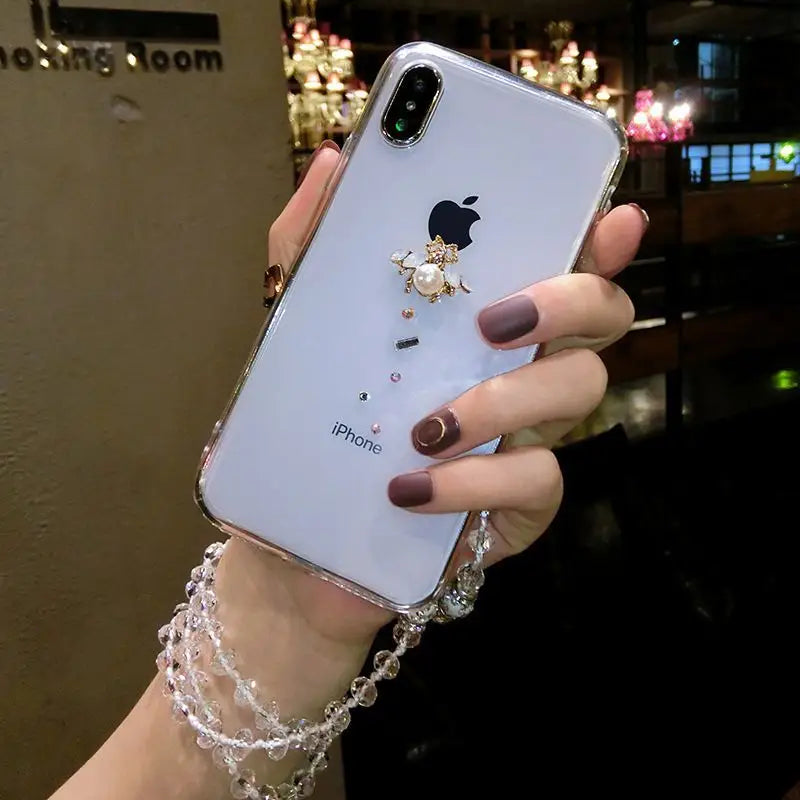 Embellished Neck Strap Transparent Phone Case - iPhone 12 