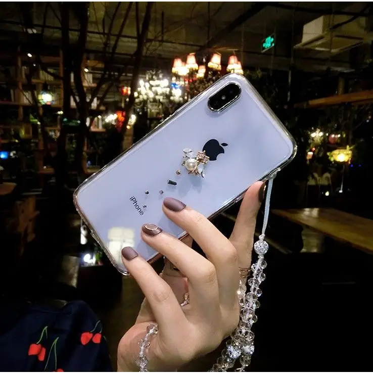 Embellished Neck Strap Transparent Phone Case - iPhone 12 