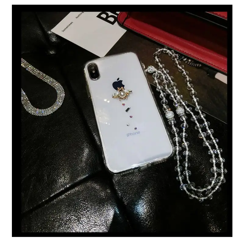 Embellished Neck Strap Transparent Phone Case - iPhone 12 