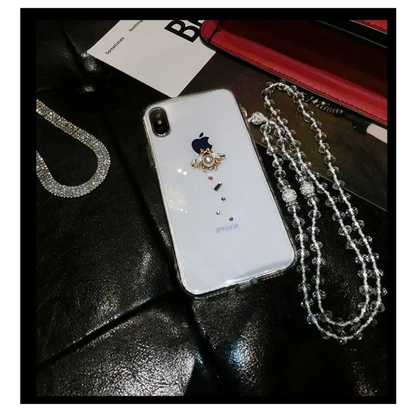 Embellished Neck Strap Transparent Phone Case - iPhone 12 