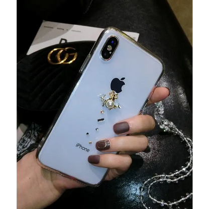 Embellished Neck Strap Transparent Phone Case - iPhone 12 