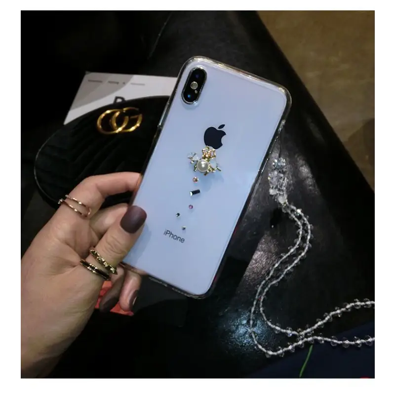 Embellished Neck Strap Transparent Phone Case - iPhone 12 