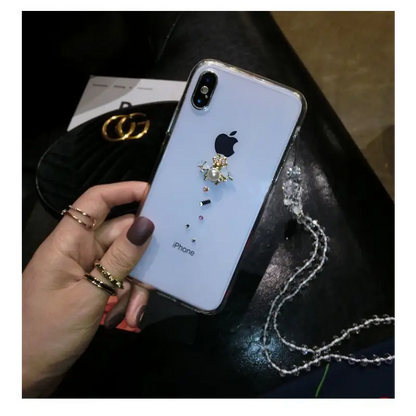 Embellished Neck Strap Transparent Phone Case - iPhone 12 