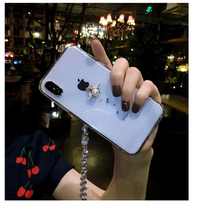Embellished Neck Strap Transparent Phone Case - iPhone 12 