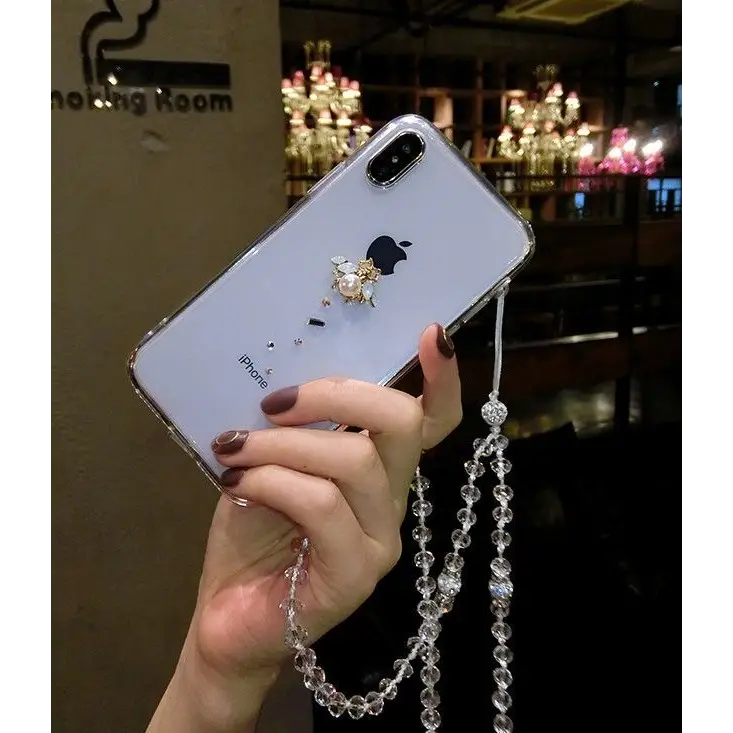 Embellished Neck Strap Transparent Phone Case - iPhone 12 