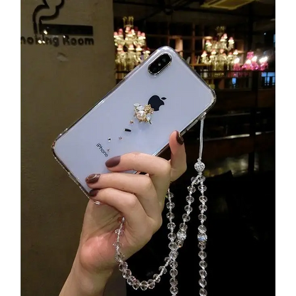 Embellished Neck Strap Transparent Phone Case - iPhone 12 