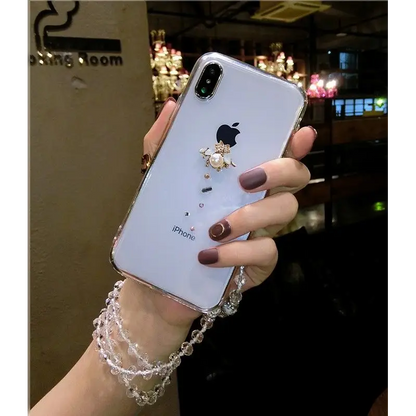 Embellished Neck Strap Transparent Phone Case - iPhone 12 