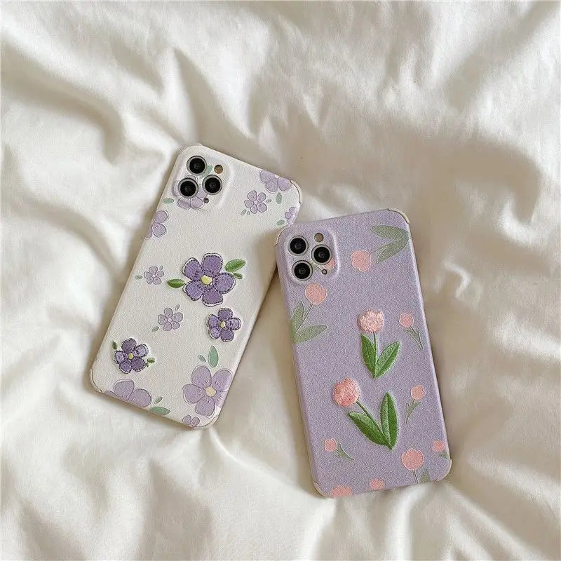 Embroidered Flower Phone Case - iPhone 12 Pro Max / 12 Pro /