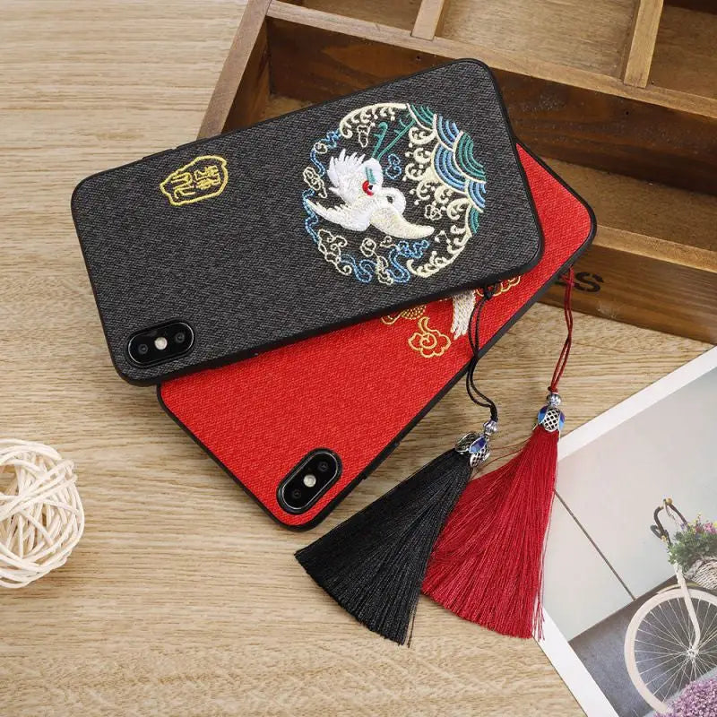 Embroidered Mobile Case - iPhone 6 / iPhone 6s / iPhone 6 Plus / iPhone 6s Plus / iPhone 7 / iPhone 7 Plus / iPhone 8 / iPhone 8 Plus / iPhone X / iPhone XS / iPhone XS Max / iPhone XR-2