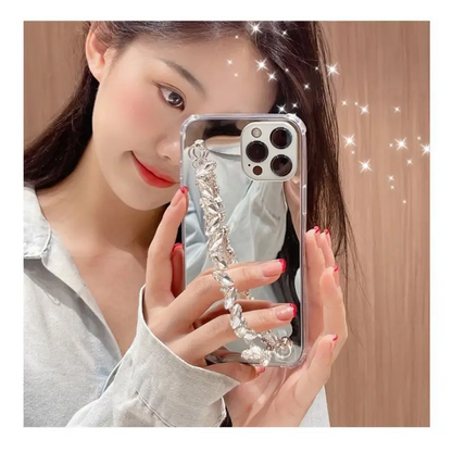 Faux Crystal Chain Mirrored Phone Case - iPhone 12 Pro Max /