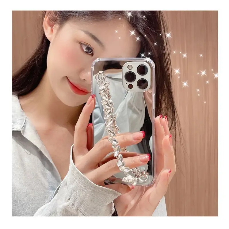 Faux Crystal Chain Mirrored Phone Case - iPhone 12 Pro Max /