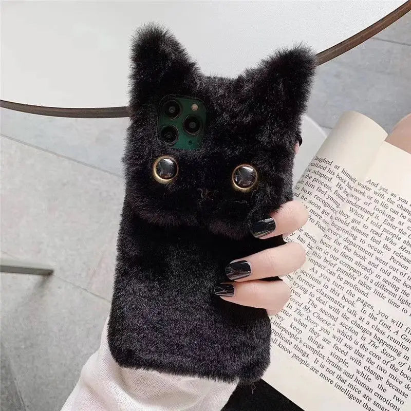 Faux Fur Cat Phone Case - iPhone 7 / 7 Plus / 8 / 8 Plus / X / XS / XS Max / XR / 11 / 11 Pro / 11 Pro Max-3