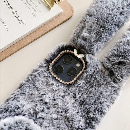 Faux Fur Rabbit Ear Phone Case - Iphone 7 / 7 Plus / 8 / 8 