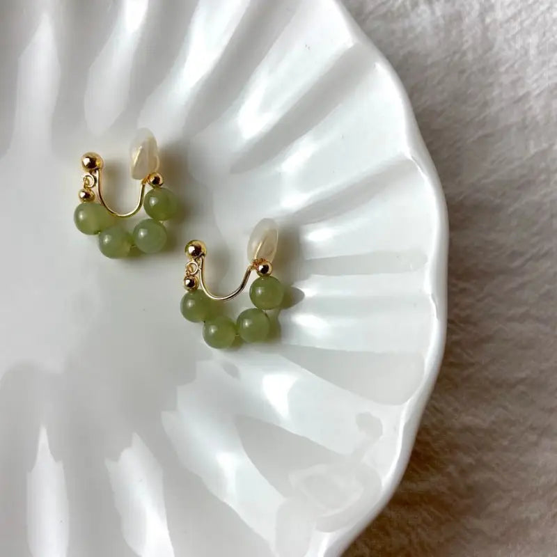 Faux Gemstone Bead Alloy Earring TY78 - Fancy Earrings
