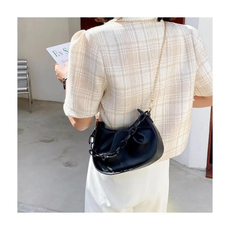 Faux Leather Shirred Shoulder Bag LA34 - Shoulder Bags