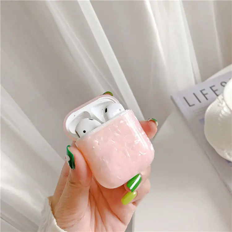 Faux Mother-Of-Pearl Silicone AirPods Earphone Case Skin 