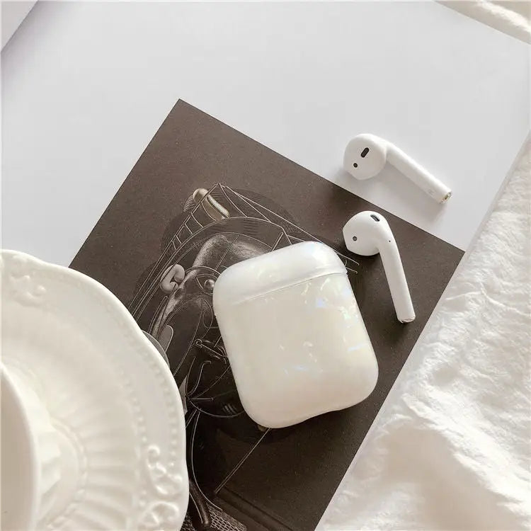 Faux Mother-Of-Pearl Silicone AirPods Earphone Case Skin 