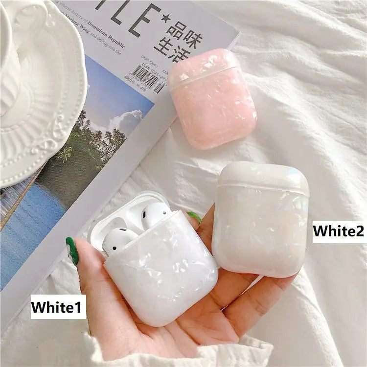 Faux Mother-Of-Pearl Silicone AirPods Earphone Case Skin 