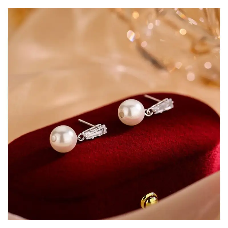 Faux Pearl Drop Earring E869 - Fancy Earrings