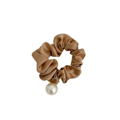 Faux Pearl Fabric Scrunchie HA97 - Hair Fashion Accessories