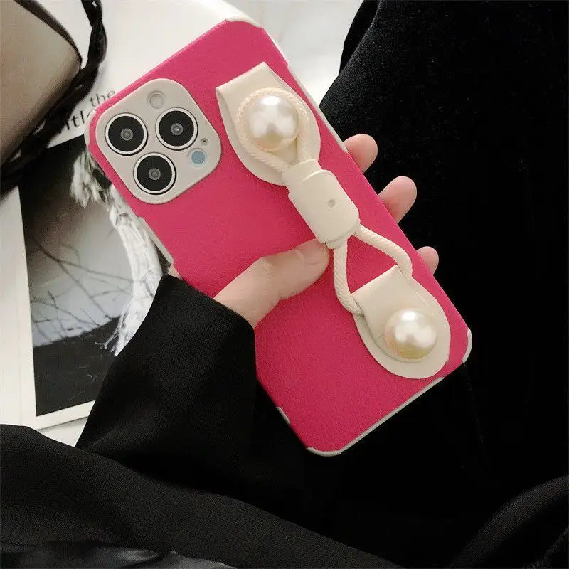 Faux Pearl Hand Strap Phone Case - Samsung-5