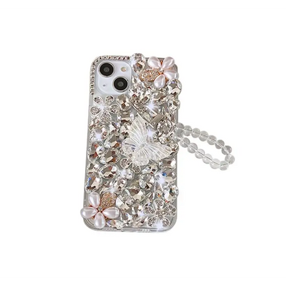 Faux Pearl Rhinestone Phone Case - iPhone 13 Pro Max / 13 