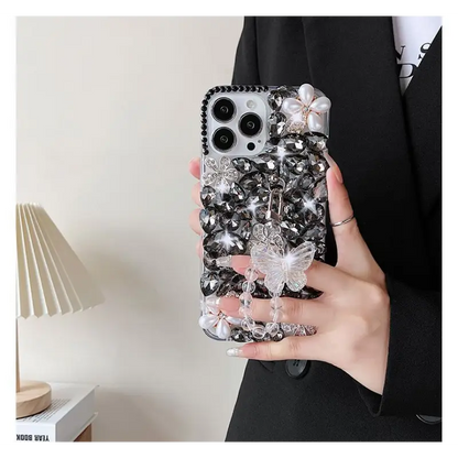 Faux Pearl Rhinestone Phone Case - iPhone 13 Pro Max / 13 