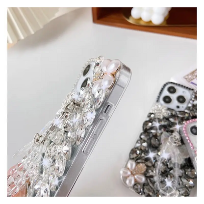 Faux Pearl Rhinestone Phone Case - iPhone 13 Pro Max / 13 