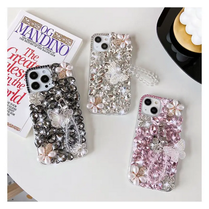 Faux Pearl Rhinestone Phone Case - iPhone 13 Pro Max / 13 