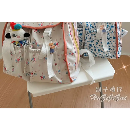 Floral Print Flap Backpack Cg436 - Backpacks