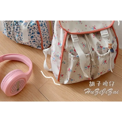 Floral Print Flap Backpack Cg436 - Backpacks