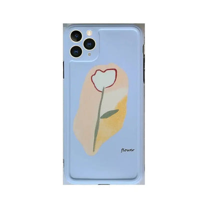 Floral Print Phone Case - iPhone 11 Pro Max / 11 Pro / 11 / SE / XS Max / XS / XR / X / 8 / 8 Plus / 7 / 7 Plus / 6s / 6s Plus-2