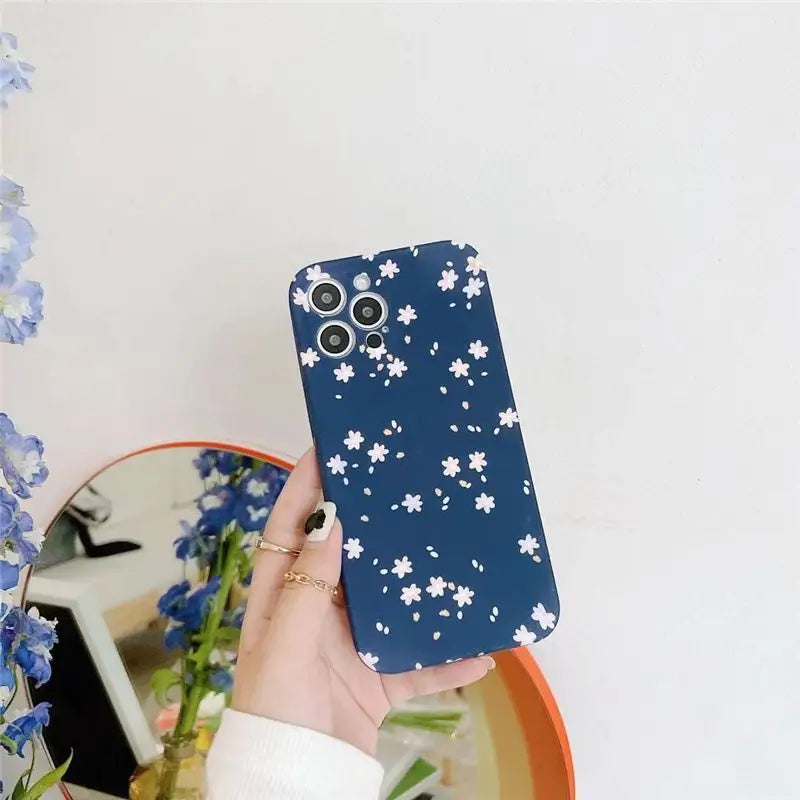 Floral Print Phone Case - iPhone 12 Pro Max / 12 Pro / 12 / 12 mini / 11 Pro Max / 11 Pro / 11 / SE / XS Max / XS / XR / X / SE 2 / 8 / 8 Plus / 7 / 7 Plus-8