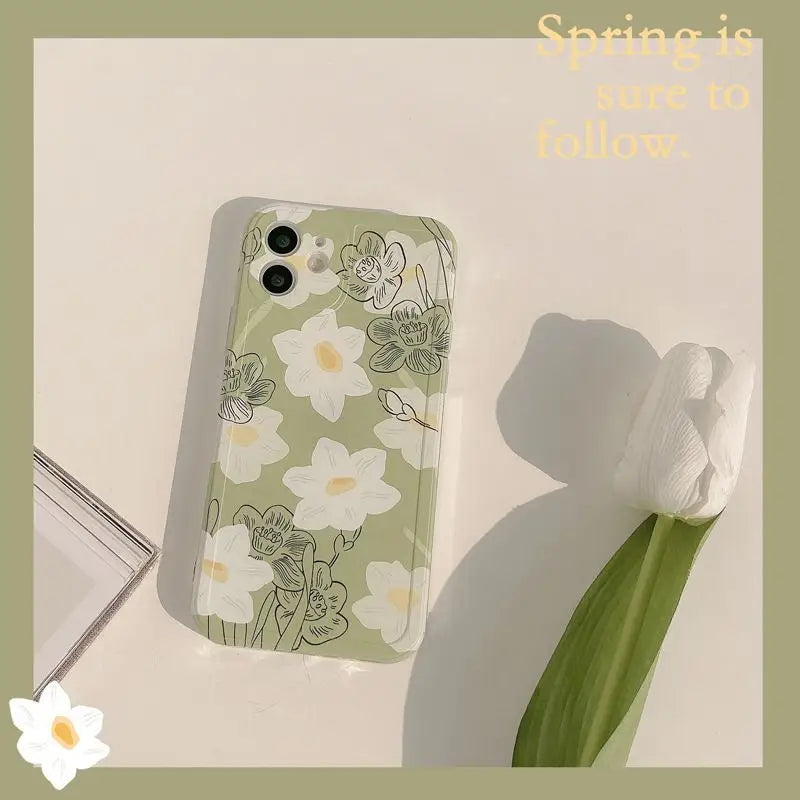 Floral Print Phone Case - iPhone 12 Pro Max / 12 Pro / 12 / 12 mini / 11 Pro Max / 11 Pro / 11 / SE / XS Max / XS / XR / X / SE 2 / 8 / 8 Plus / 7 / 7 Plus-2