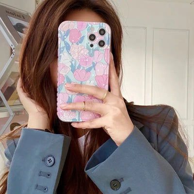 Floral Print Phone Case - iPhone 12 Pro Max / 12 Pro / 12 / 12 mini / 11 Pro Max / 11 Pro / 11 / SE / XS Max / XS / XR / X / SE 2 / 8 / 8 Plus / 7 / 7 Plus-5