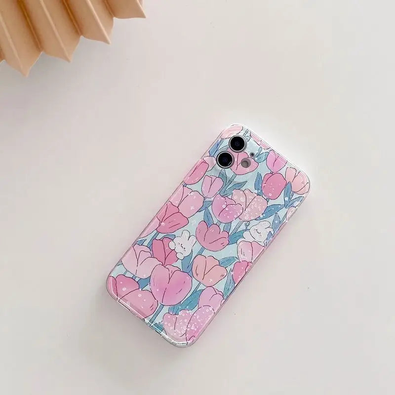 Floral Print Phone Case - iPhone 12 Pro Max / 12 Pro / 12 / 12 mini / 11 Pro Max / 11 Pro / 11 / SE / XS Max / XS / XR / X / SE 2 / 8 / 8 Plus / 7 / 7 Plus-7