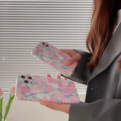 Floral Print Phone Case - iPhone 12 Pro Max / 12 Pro / 12 / 12 mini / 11 Pro Max / 11 Pro / 11 / SE / XS Max / XS / XR / X / SE 2 / 8 / 8 Plus / 7 / 7 Plus-1