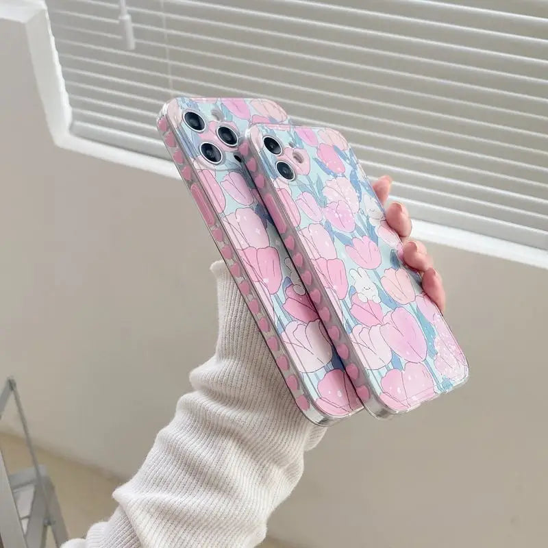 Floral Print Phone Case - iPhone 12 Pro Max / 12 Pro / 12 / 12 mini / 11 Pro Max / 11 Pro / 11 / SE / XS Max / XS / XR / X / SE 2 / 8 / 8 Plus / 7 / 7 Plus-9